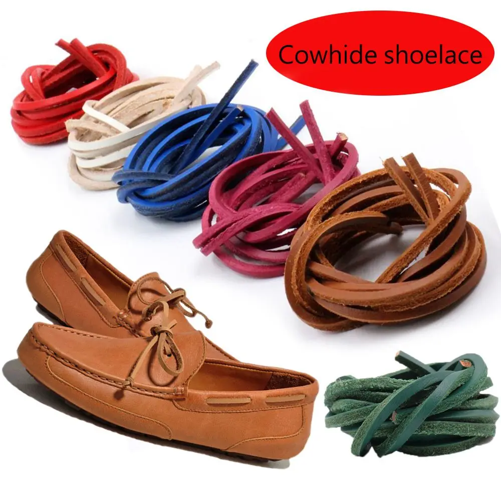 100cm Unisex Leather Boot Shoelaces - Premium Cowhide Shoe Accessories