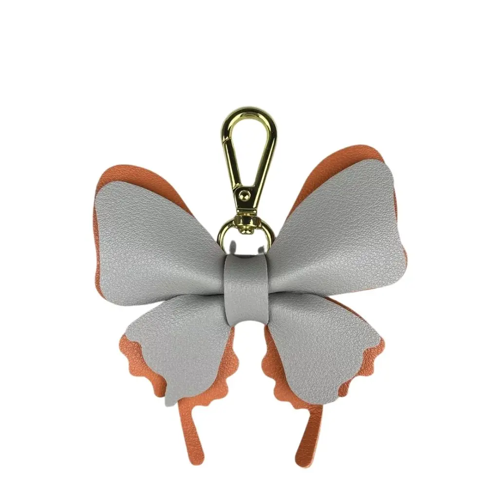 Elegant 3D Leather Butterfly Charm with Detachable Keyring Accessory