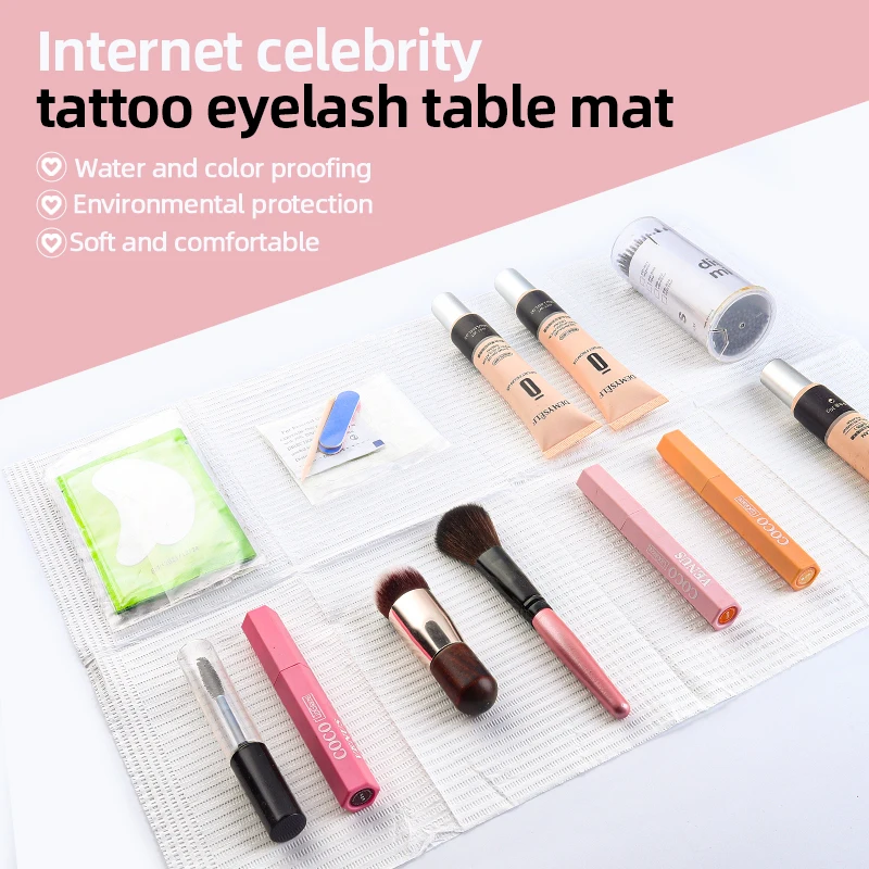 Disposable Cleaning Wipes 20/50Pcs Disposable Eyelash Clean Pad Mat Tattoo Cleaning Wipes Table Pad Waterproof Medical Paper Dental Bibs Cloths Salon Tool
