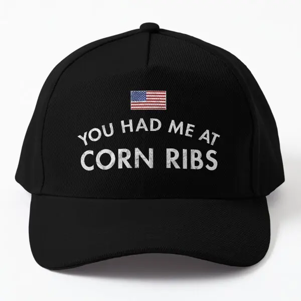 

You Had Me At Corn Ribs Distressed Baseball Cap Hat Spring Czapka Bonnet Outdoor Summer Snapback Solid Color Casquette Fish