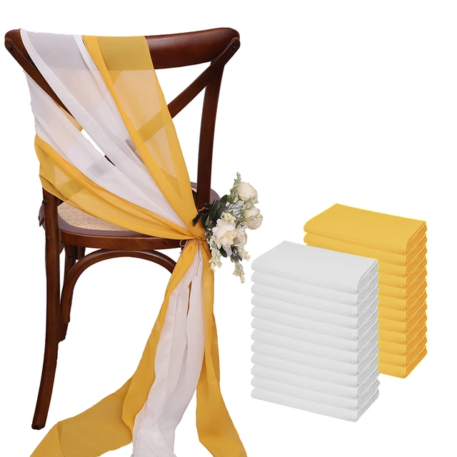 Ceinturage de Chaise en Mousseline de Soie Verte, Couvre-Chaise avec Ruban, 17x275cm, Décoration pour Allée, ixde Mariage, 12 Pièces 6