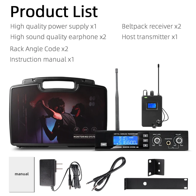 G6.1PRO 스테레오 무선 인이어 모니터 시스템 24비트 디지털 DSP 프로세서 오디오 인이어 모니터 (무대 공연 가수용)