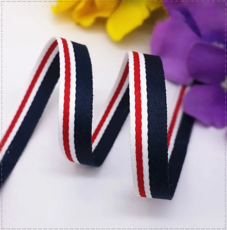 (10Meter/lot) Dark Blue White Width 10 Mm Printing Stripe Ribbons for DIY Decorative Arts and Crafts Hair Bow Sewing Accessories