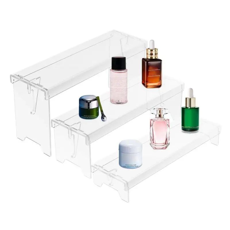 

Acrylic Riser Shelf Desktop Display Stand Riser Tiered Condiment Rack Rectangular Showcase Stable Clear Multifunctional Riser