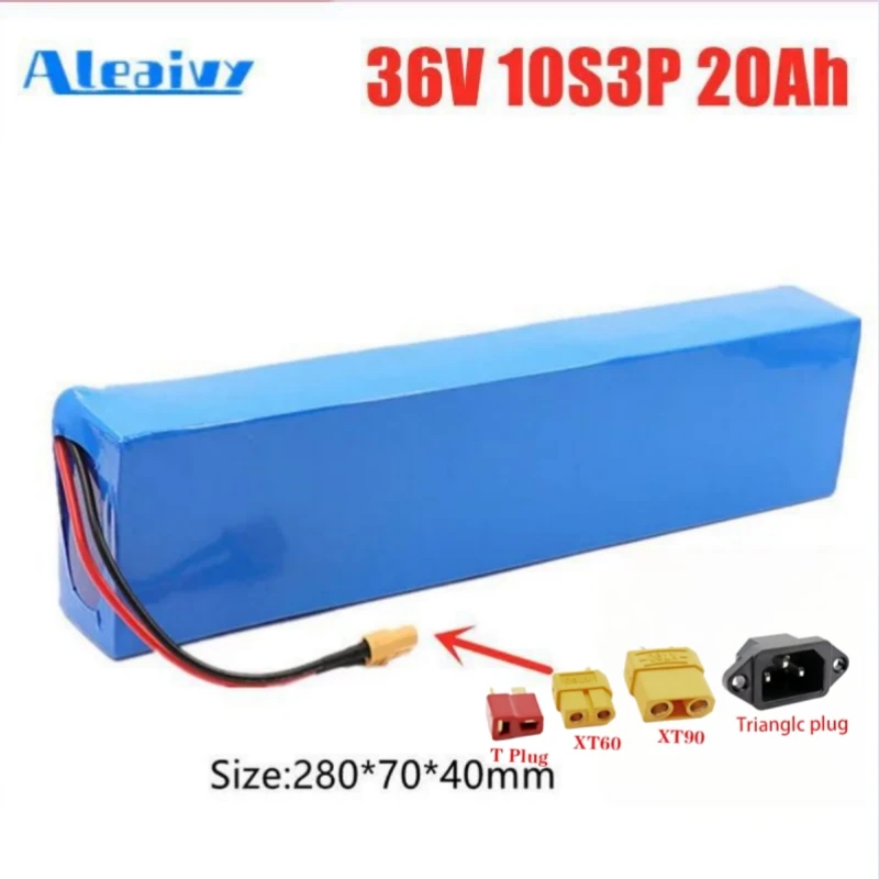 

36 В 10S3P 20Ah с 20A BMS, подходит для электрических велосипедов 350W 500W, электрических автомобилей, мотоциклов 18650, литиевый аккумулятор