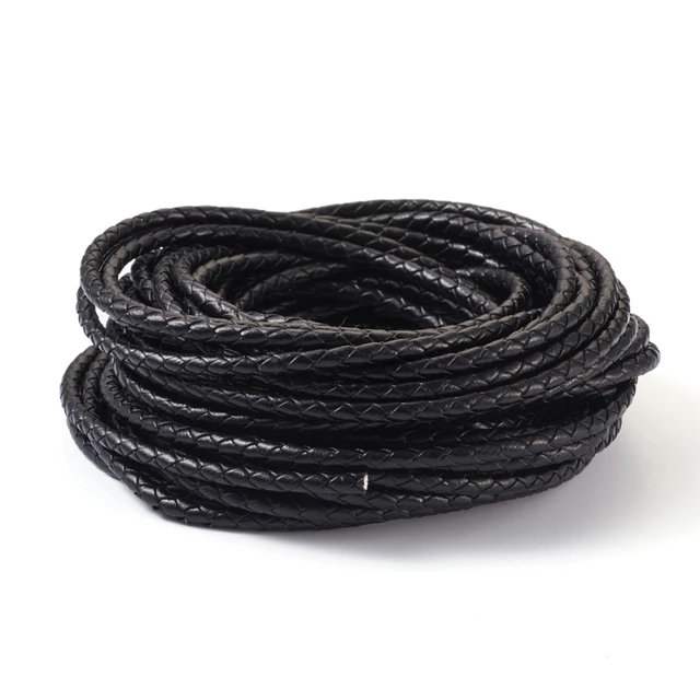 Black Braided Leather Cord round Jewelry Cord for Jewelry DIY