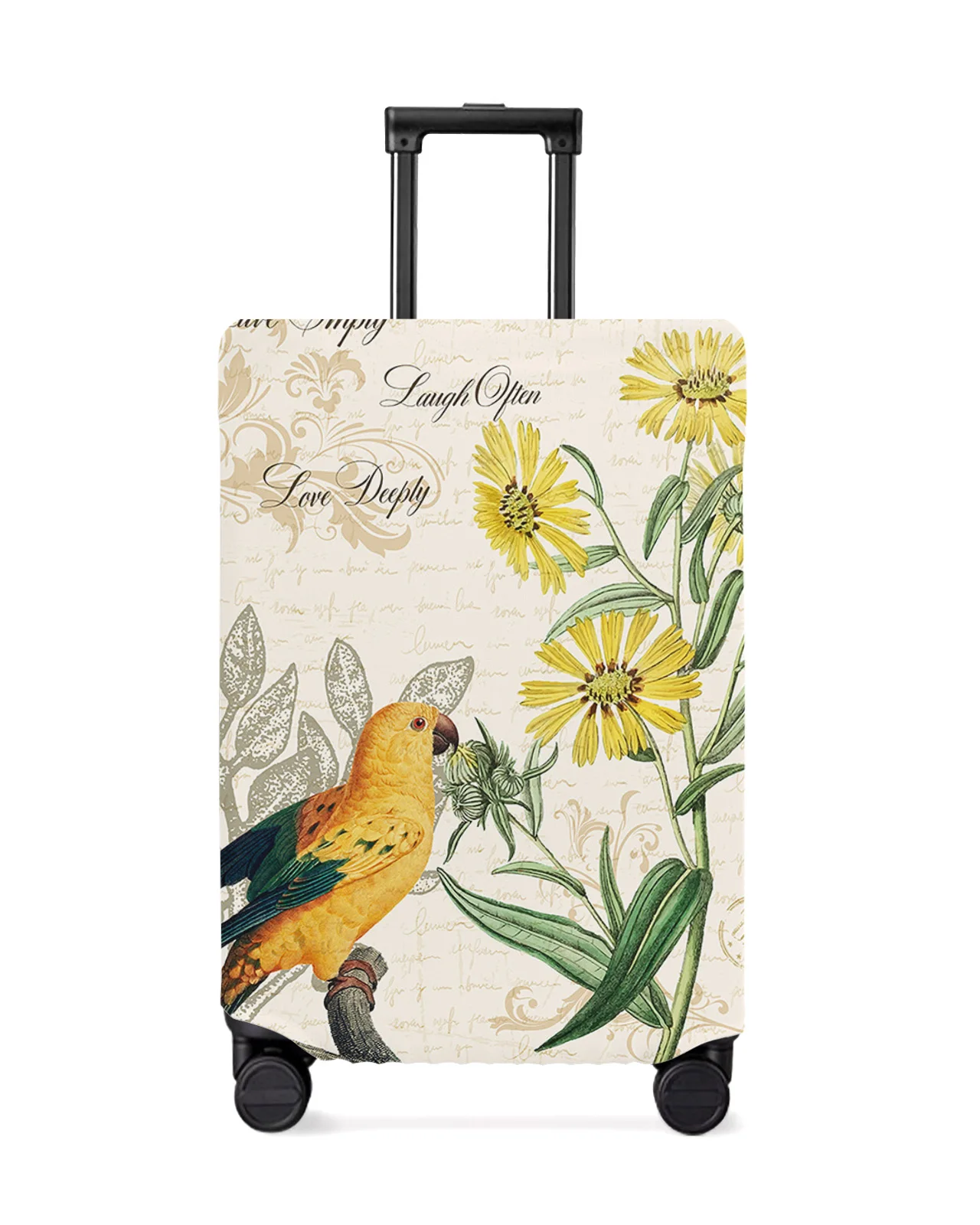 yellow-parrot-sunflower-retro-travel-luggage-cover-elastic-baggage-cover-suitcase-case-dust-cover-travel-accessories