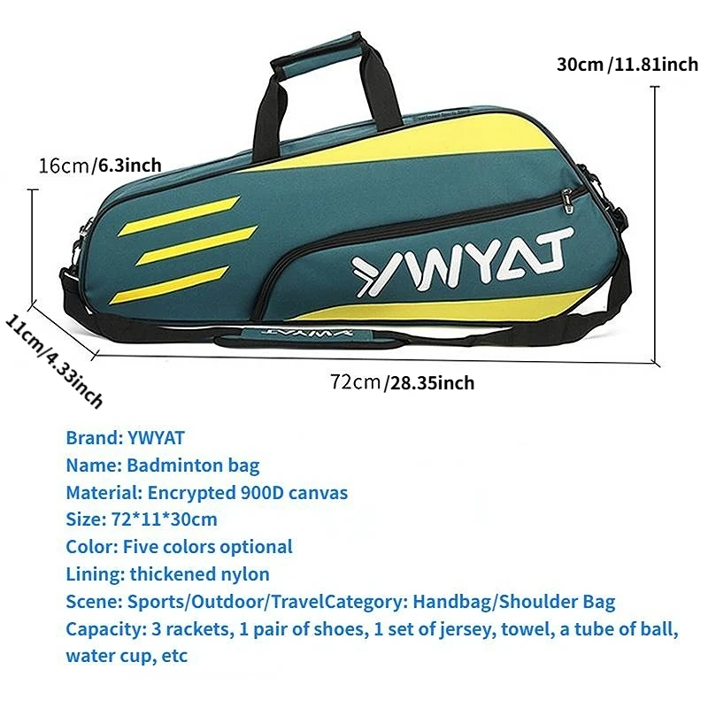 YWYAT Sports Bag Badminton Bag Single Shoulder 3 Rackets Backpack Tennis Badminton Racket Bag Thickened Nylon Beach Tennis Bag 5