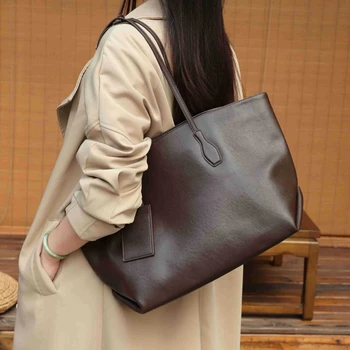 BURMINSA Borsa tote da lavoro in vera pelle retrò per donna Borse a tracolla per laptop di grande capacità Borse shopper in morbida pelle di vacchetta