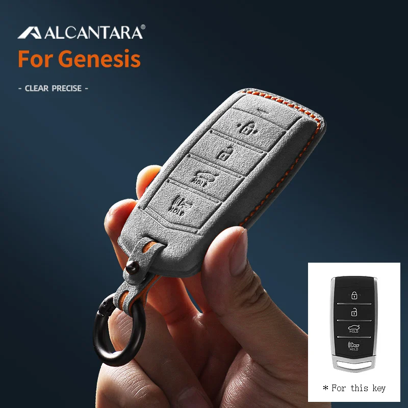 

Alcantara High-quality Car Key Case Cover Holder Key Shell Buckle For Genesis GV70 GV80 GV90 2019 2020 2021 2022 Accessories
