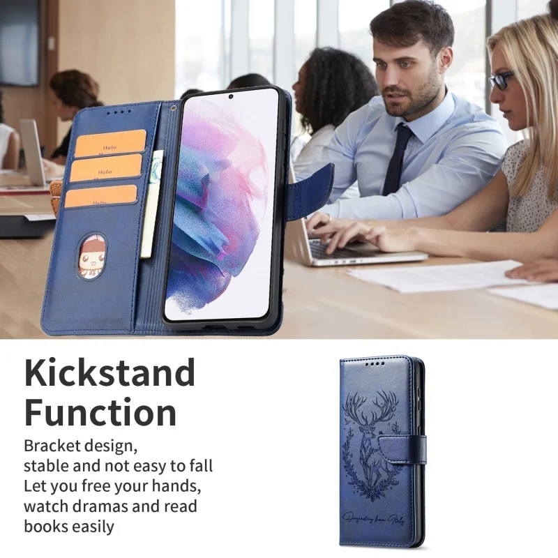3D Lucky Deer Leather Wallet Phone Case Cover