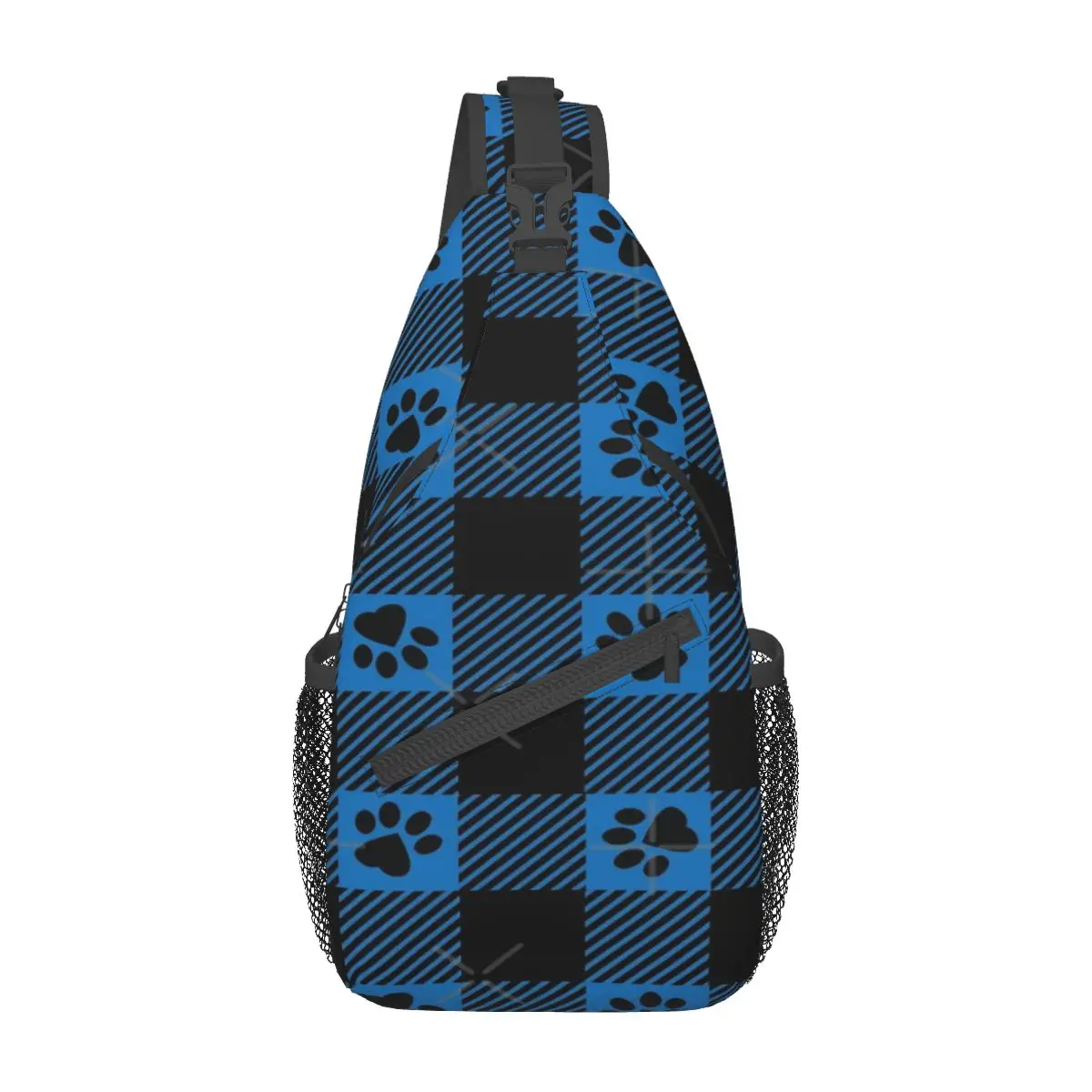 

Paw Print Plaid Blue Chest Bag Holiday Polyester fabric Gift Nice gift Customizable