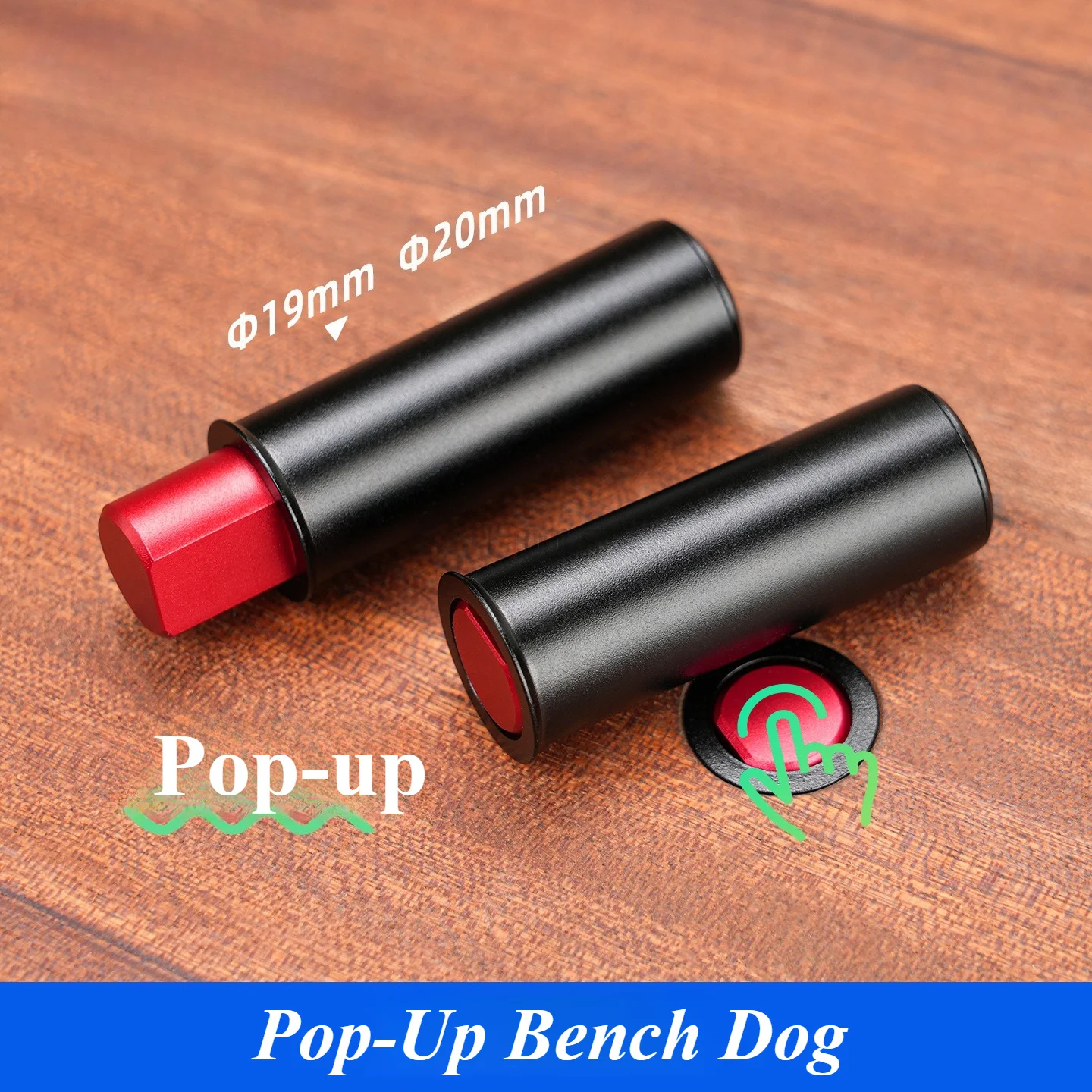Pop-Up Werkbank-Stopper 19mm/20mm Schnellspanner Universal MFT Tischloch-Begrenzungsblock für Holzbearbeitungszubehör