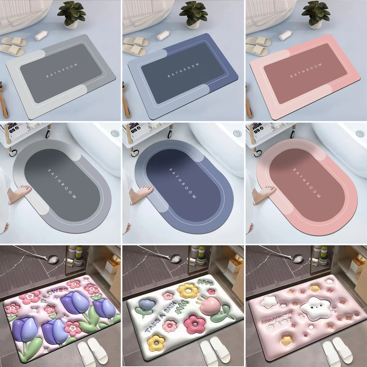 

Super Absorbent Bath Mat Rubber Bathroom Rug Non-slip Entrance Doormat Nappa Skin Floor Mats Toilet Carpet Kitchen Area Rugs Mat