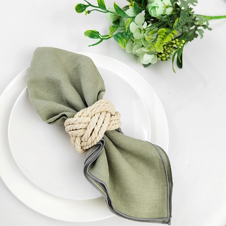 40x40cm Pure Linen Napkins Cloths Reusable Soft Comfortable Fabric Kitchen Accessories for Wedding Birthday Parties Set Of 4