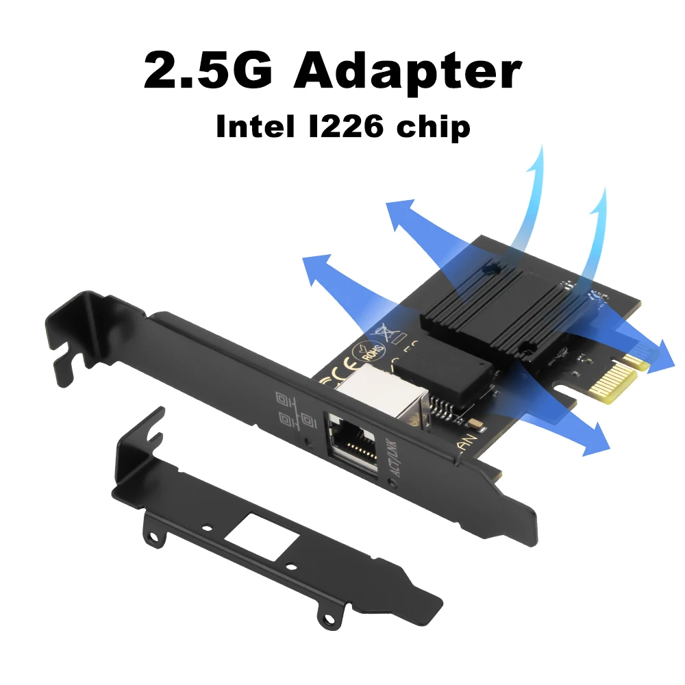 2.5G Intel i226 PCIE-RJ45 네트워크 카드 100/1000/2500Mbps RJ45 인터페이스 LAN 이더넷 기가비트 어댑터(PC/데스크탑용 Win용)