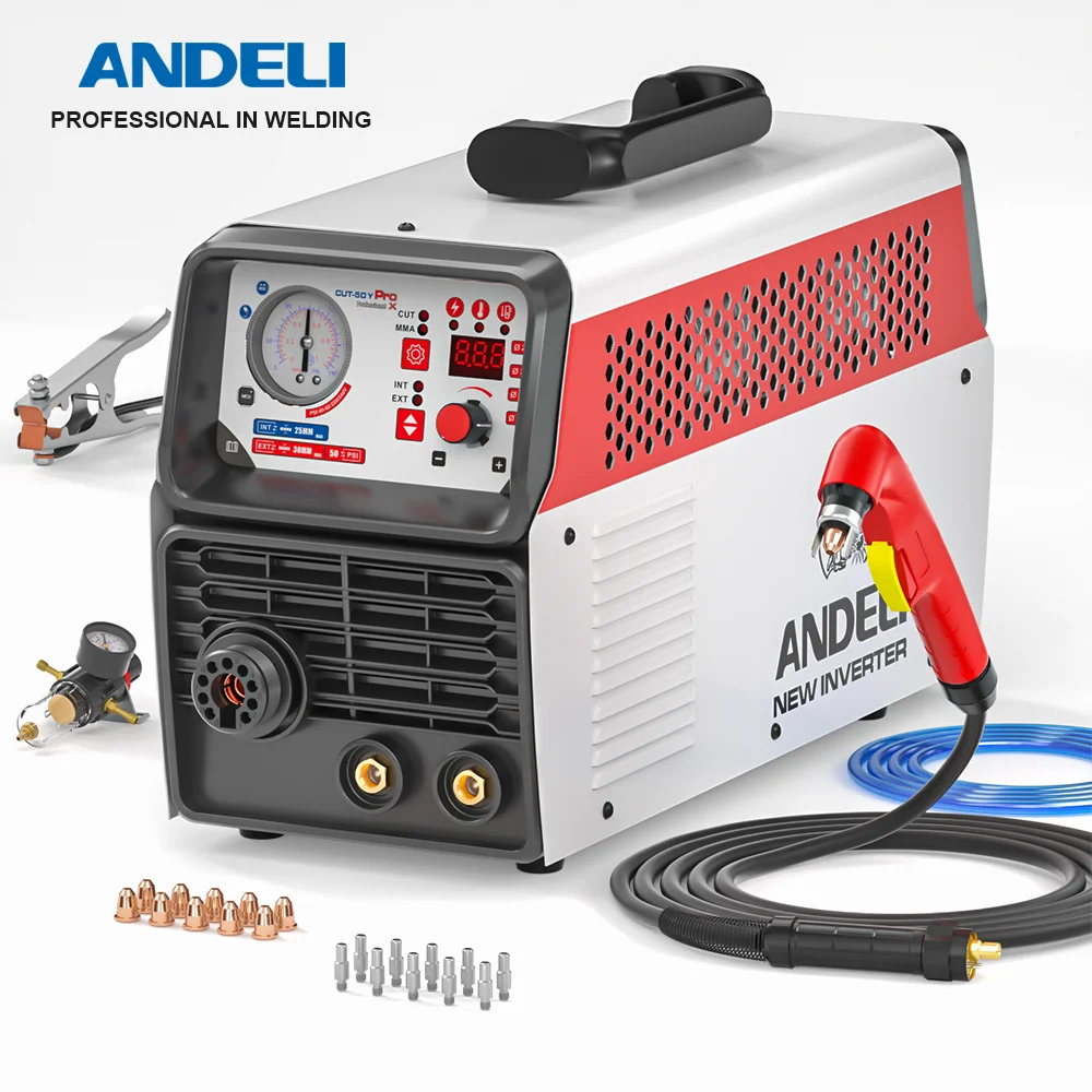 ANDELI Plasma Cutting Machine Non-HF Pilot Arc Cutter Built-In Air Compressor CUT-50Y Pro X Inverter Plasma Metal Cut Equipment