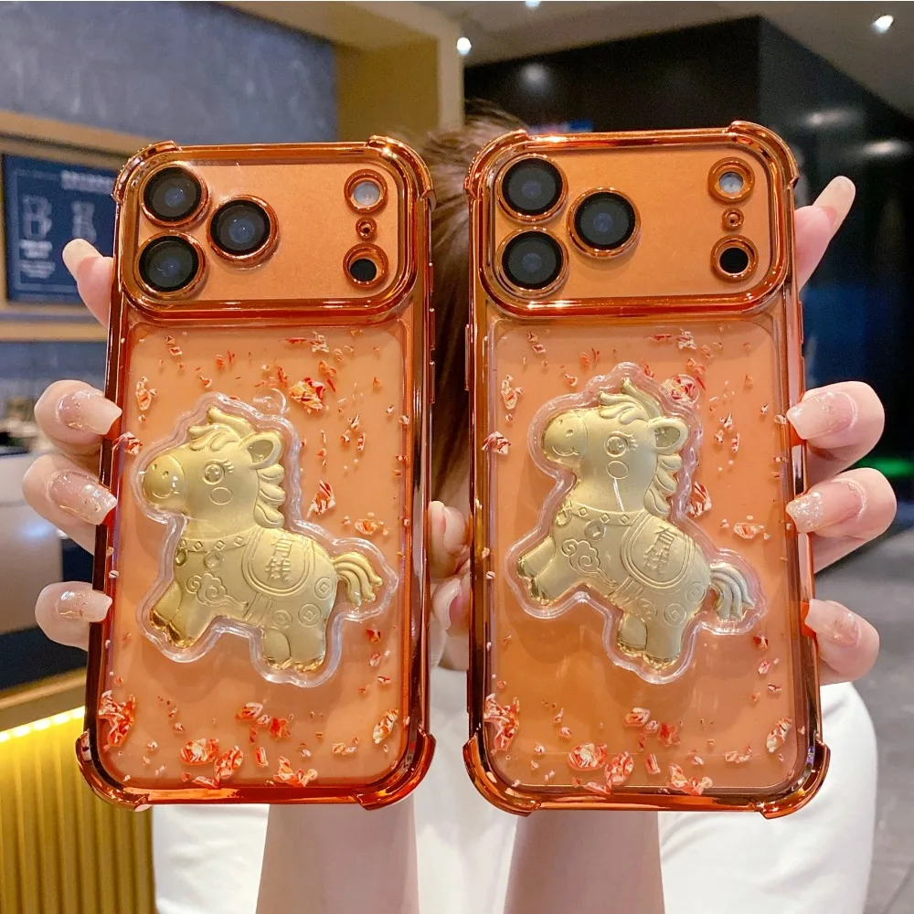 Luxurious Ultra-Thin Shock-Absorbing Silicone Phone Case with Creative Wealth Design
