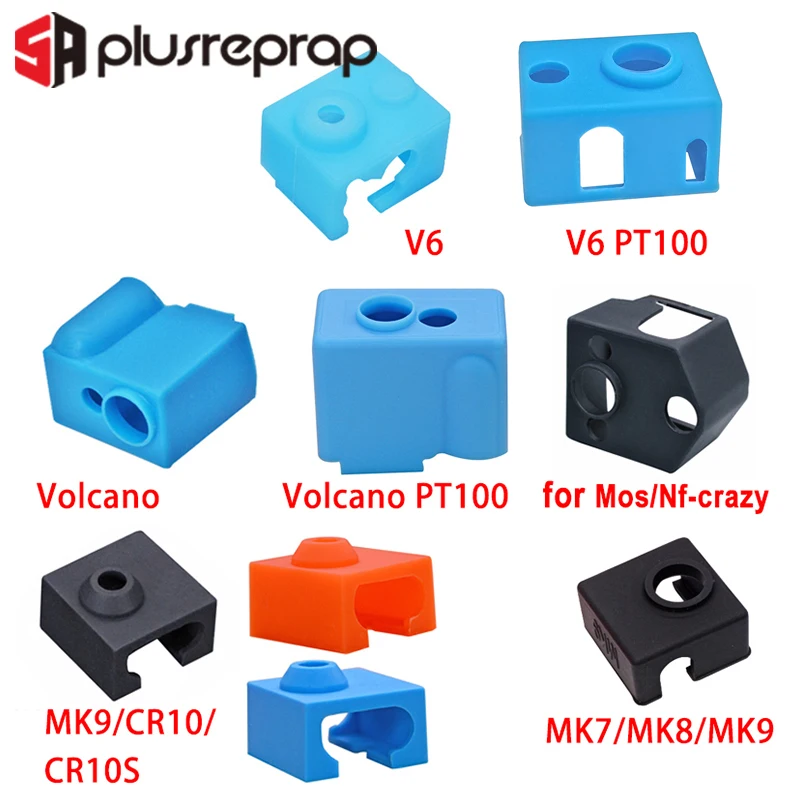 3D Printer Parts Silicone Sock for V6 Volcano MK8/MK9/CR10/CR10S Heated Block Warm Keeping Cover