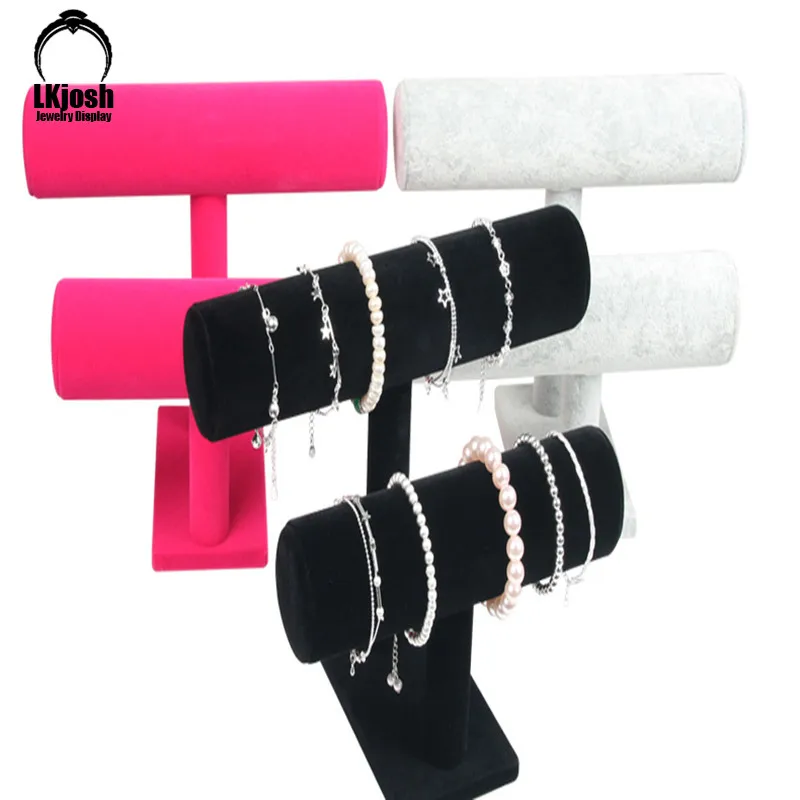 

Free Shipping Retro PU Leather/velvet Bracelet Chain Watch T-frame Jewelry Organizer Hard Stand Display Stand