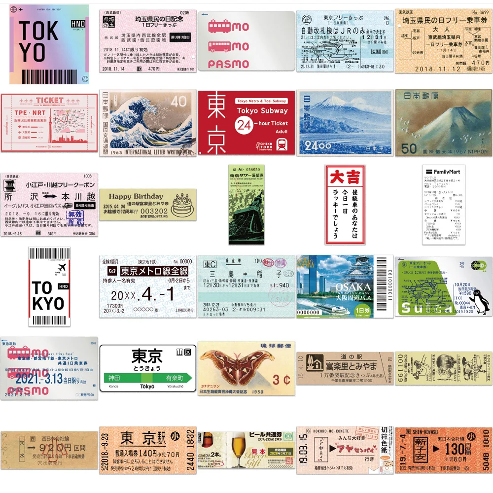 10/30/60PCS Japan Tokyo Stamp Stickers Collection Graffiti Decals DIY Laptop Phone Notebook Suitcase Iconic Stickers Classic Toy 2