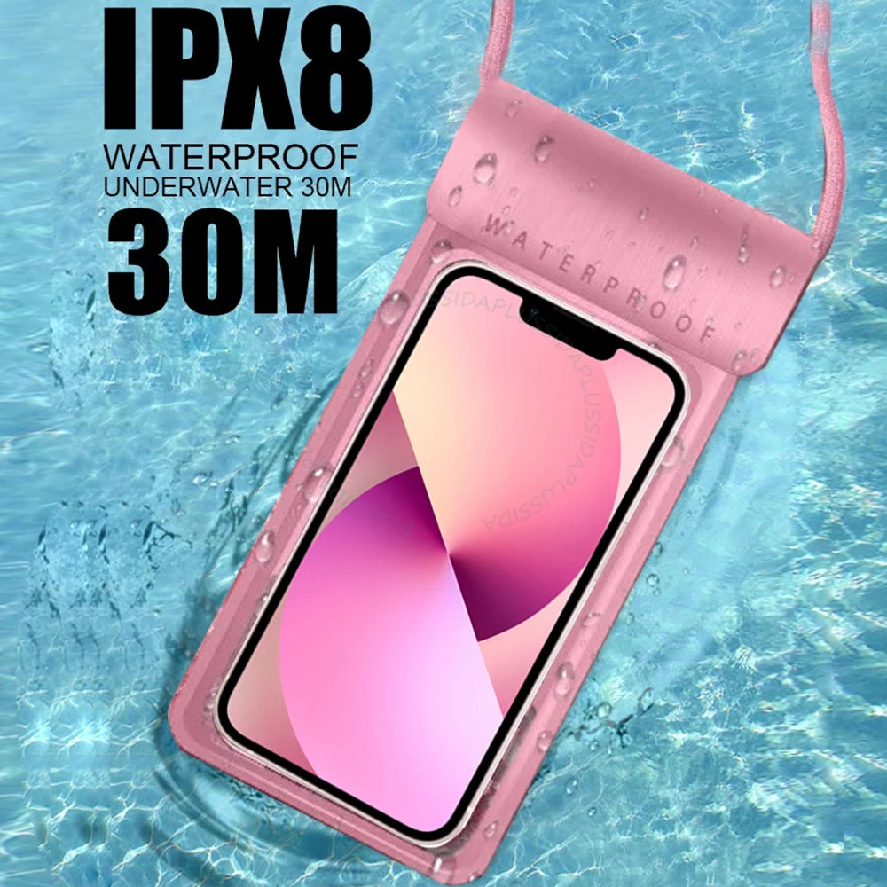 IPX8 Universelle wasserdichte Hülle für iPhone 13, wasserdichte Tasche für iPhone 13 14 15 16 Pro Max 12, Unterwasser-Handyhülle