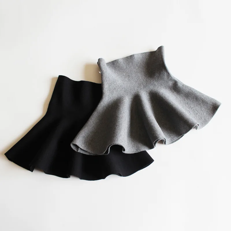 Children's Skirts Autumn/Winter Girls' Skirts Children's Knitted Pleated Short High Waist Pleated Solid Color