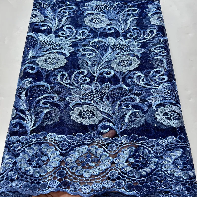 

High Quality Swiss Voile Lace In Switzerland With Stones Eyelet Holes Nigerian African Lace Fabric For Party Sew