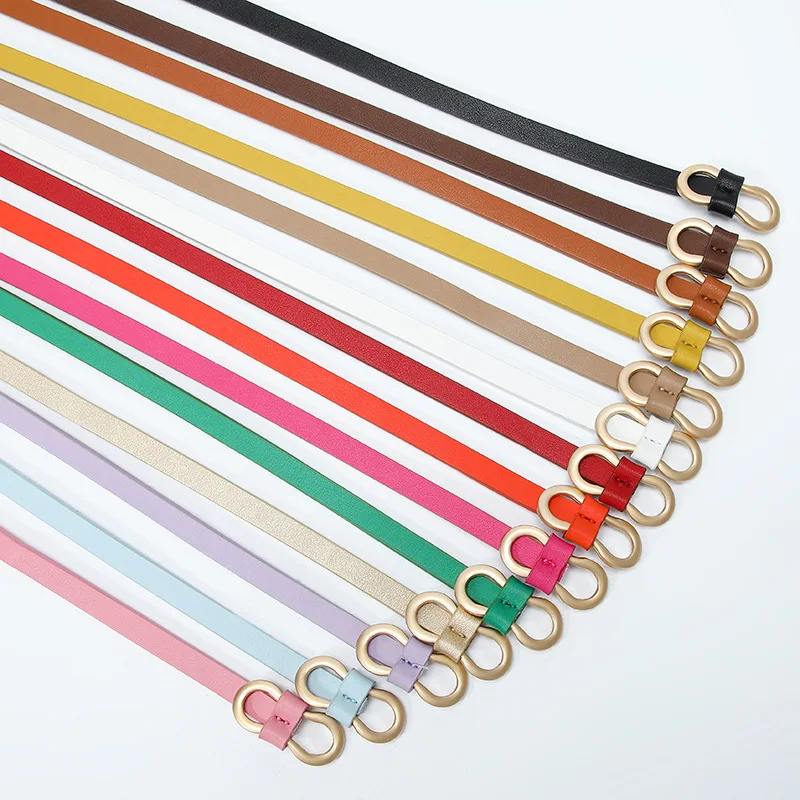 

S3449 Europe Fashion Women's Decoration Slim Belt Eyes Metal Buckle Simple Candy Color PU Leather Belts