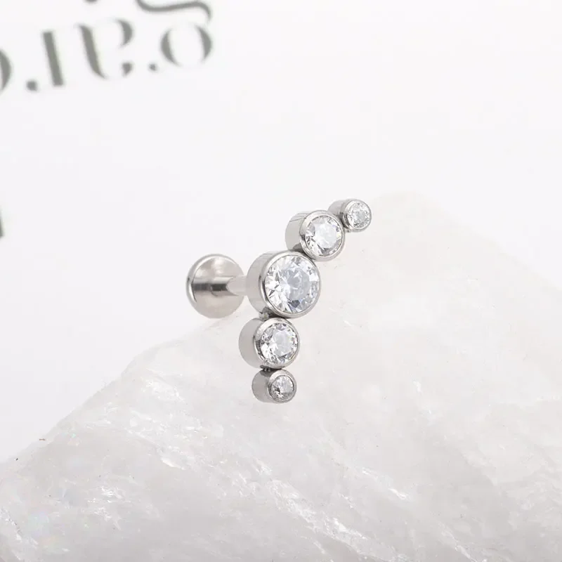 F136 티타늄 Cz 파이어 오팔 립 링 클러스터, 귀 연골 이주 나선 로브 귀걸이, 라브렛 펑크 클래식 피어싱 바디 쥬얼리