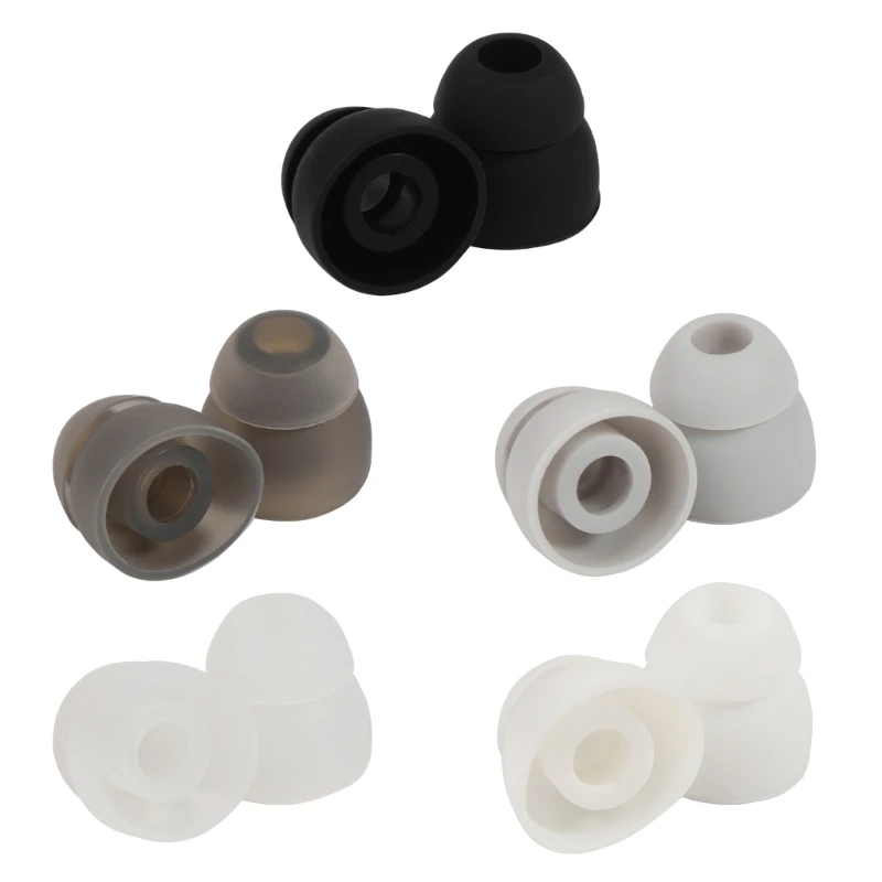 2 Pairs Replacement Double Flange Ear Tips Earbuds Silicone Pads For In