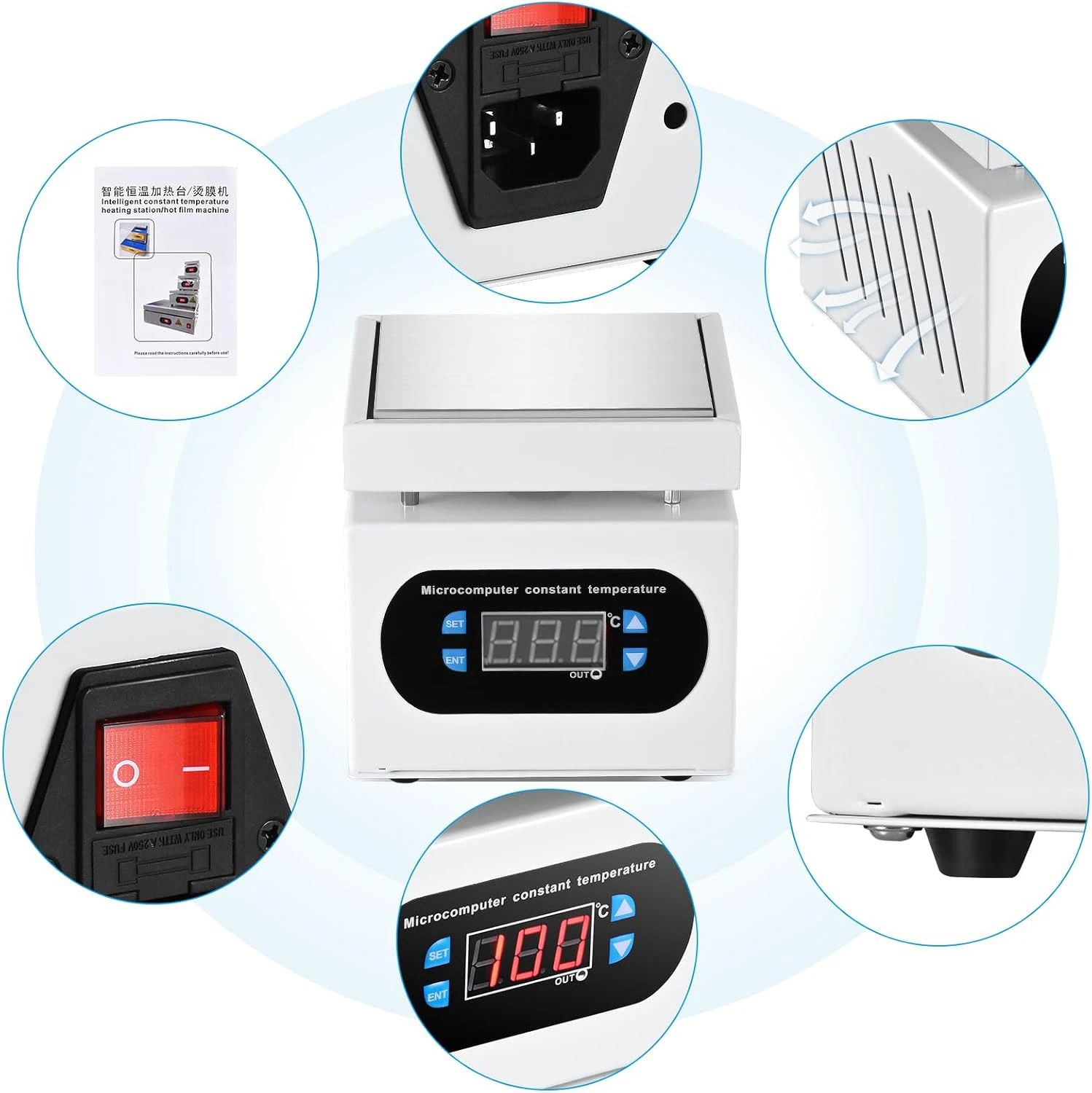 100*100mm Heating Station Digital Preheating Platform Electronic Hot Plate Maintenance Heating Station for PCB LCD Screen Repair
