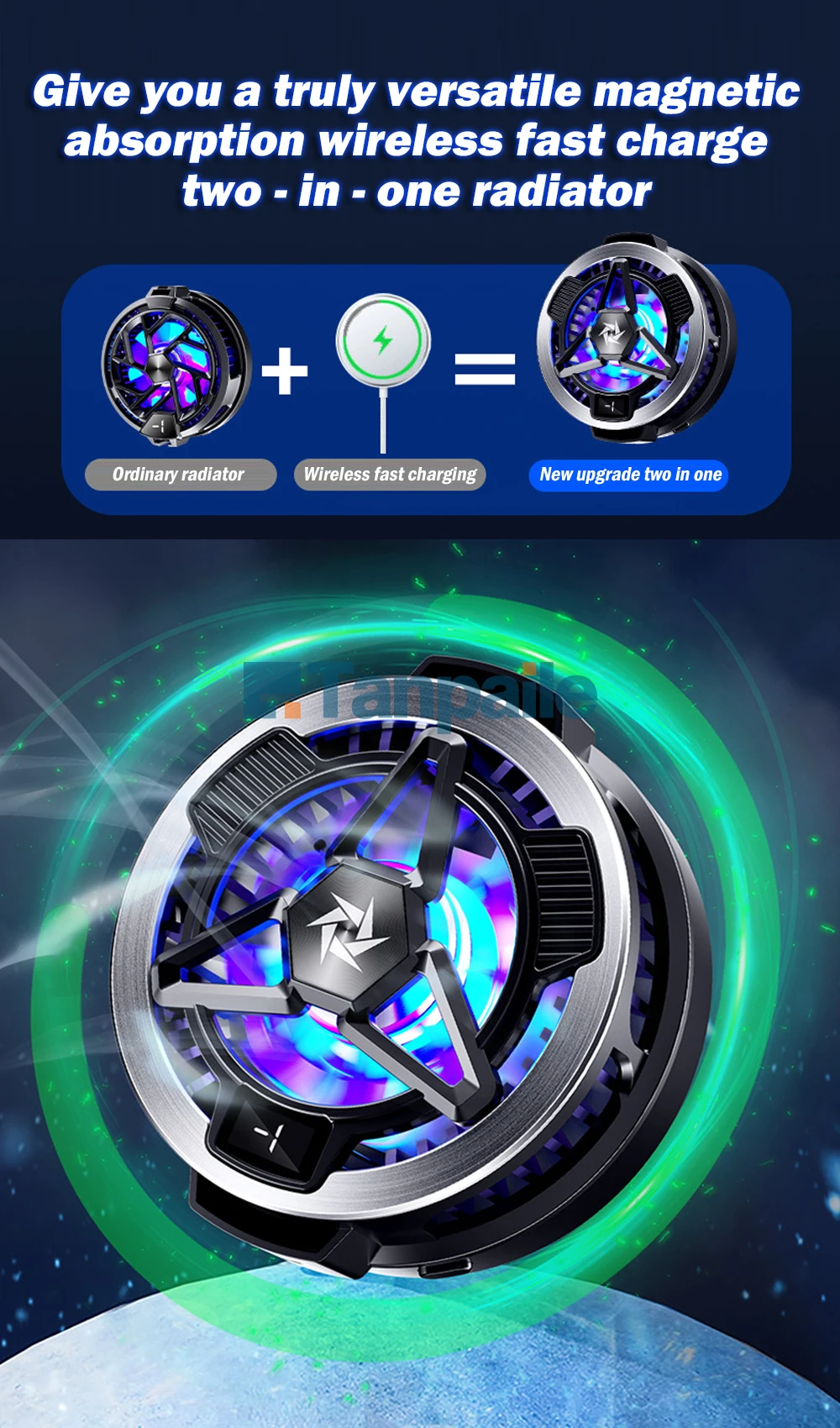 15W Magsafe Magnetic Semiconductor Cooler Phone Radiator Mini Cooling Fan Wireless fast charging for iPhone  xiaomi,Tablets