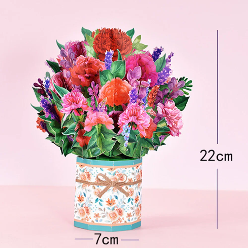 Paper Flower Bouquet Card Forever Flower Bouquet 3D Pop Up Greeting Cards for Valentines Day Graduation Day greeting cards