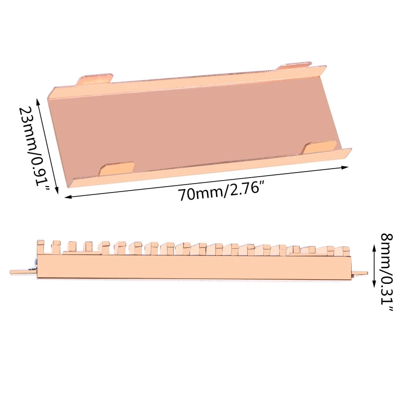 SSD Heatsink M.2 NGFF Solid State Hard Drive Heatsink Ultra Thin Pure Copper Radiator M2 NVME NGFF 2280 PCIE SSD 70x23mm