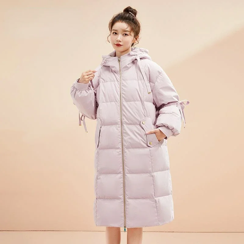 2024 New Women Down Jacket Winter Coat Female Mid Length Version Parkas Loose Large Size Thick Outwear Warm Hooded Overcoat