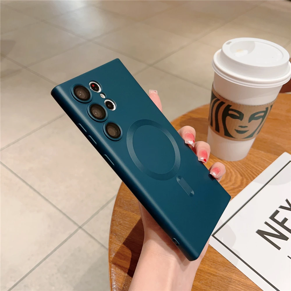 Matte Magnetic Wireless Charging Case with Silicone Lens Protection Cover