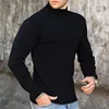 Fashion Men's Casual Slim Fit Basic Turtleneck High Collar Pullover Male Autumn Spring Thin Tops Basic Bottoming Plain T-shirt 3