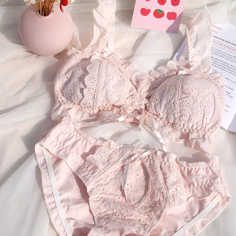 Lolita Cute Sweet Ultra Thin Bras and Panty Set Princess Underwear Ruffle  Bra Brief Thong Set for Young Girl Lingerie Sexy Girls - AliExpress