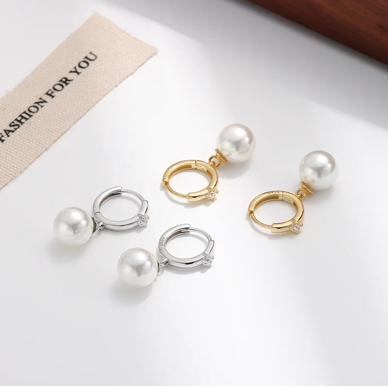 WANTME 925 Sterling Silver Fashion Korean Synthetic Pearl Tassel Drop Earrings Women Elegant Chic Huggies Jewelry Accessorie silver earrings womens earrings silver dangle earrings