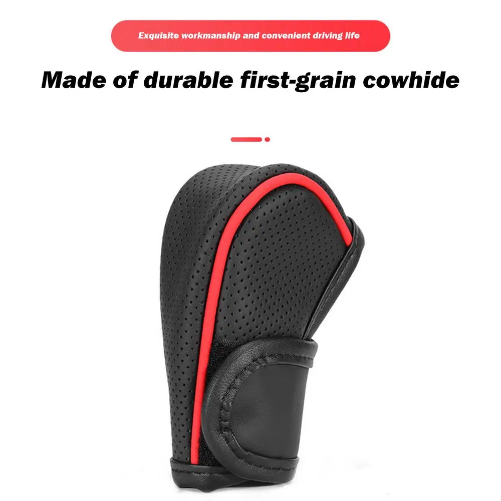 Auto Gear Shift Cover Handbrake Cover Universal PU Leather Automatic Knob Cover Car Shifter Stick Protector Decoration
