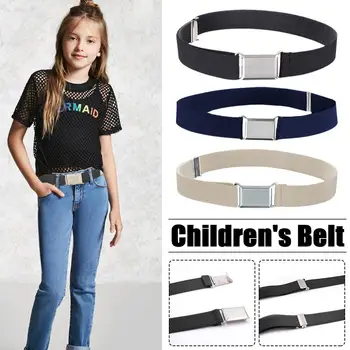 Kids Adjustable Elastic Belt Single Color Pants Waistband for Boys Girls, Stretchable Children's Belt with Length Adjustment 1