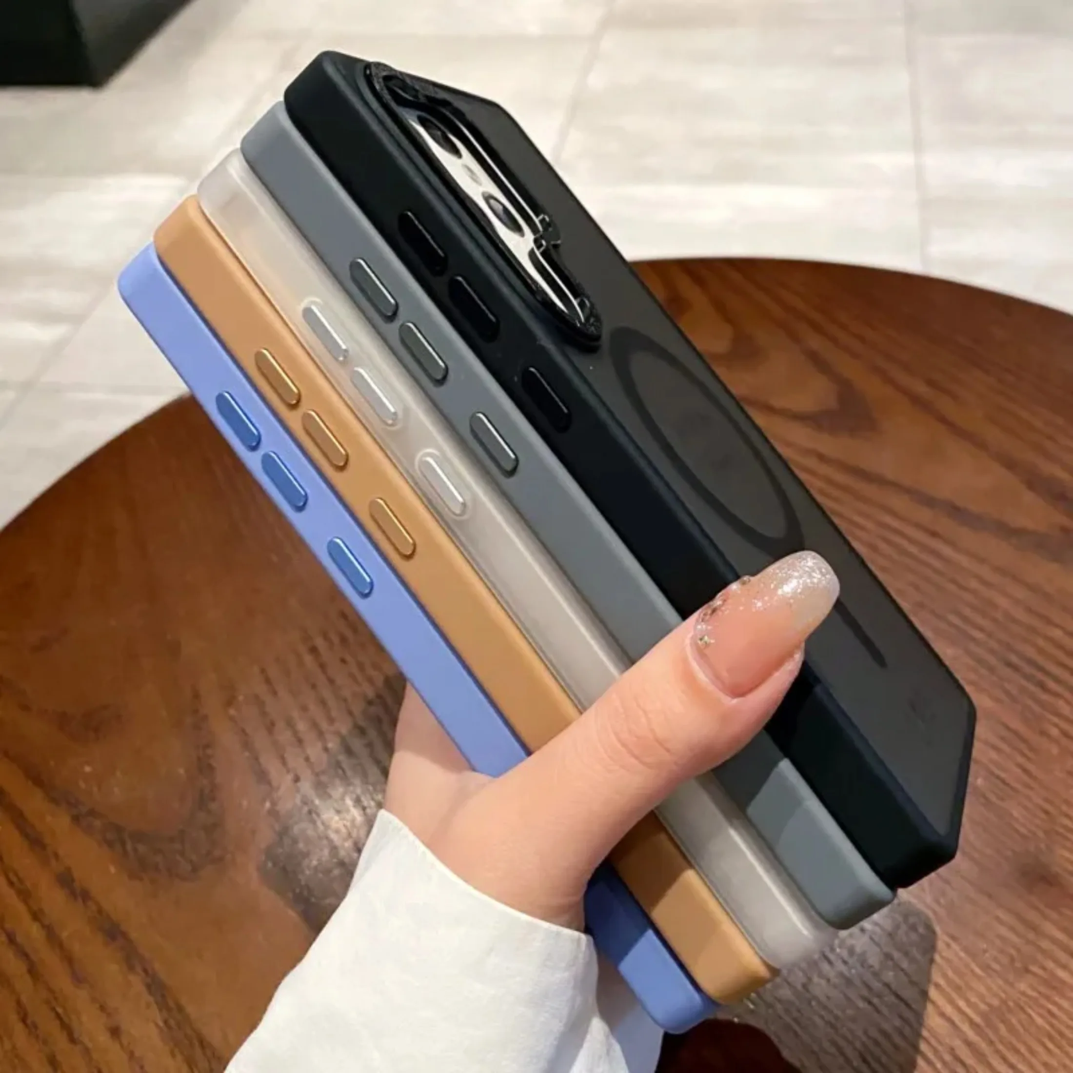 Luxury Matte Clear Magnetic Wireless Charging Shockproof Bumper Cover