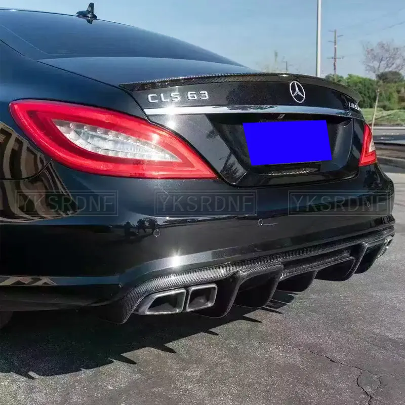 For Mercedes Benz CLS Class W218 CLS350 CLS63 AMG Bumper Carbon Fiber Rear Trunk Diffuser 2011~2014