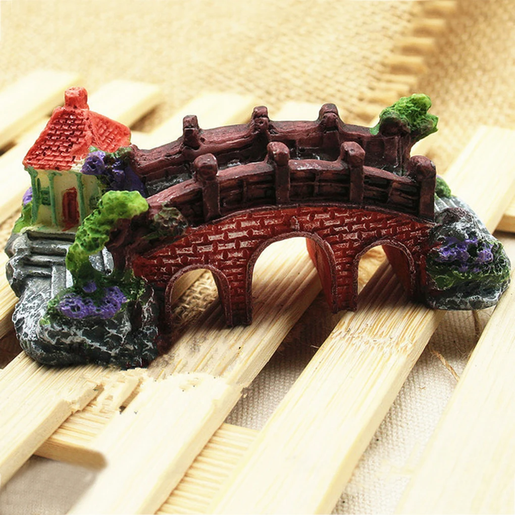 Resin Castle Aquariums Castle Decoration Simulation Turtle Climbing Three Eye Bridge