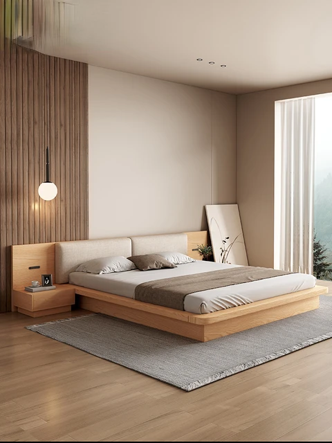 piso de tatami nórdico cama baja plataforma de estilo japonés cama doble  1,8 m dormitorio principal tatami cama 1,5 m