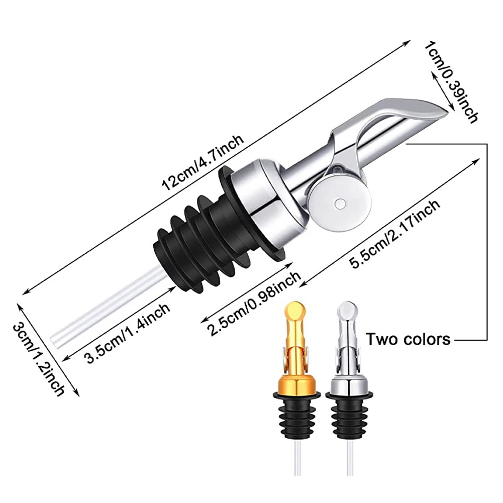 1pc Bottle Pourer Auto Flip Liquor Bottle Pourer for Alcohol Stainless Steel Pour Spout with Plug for Cocktail Olive Oil Vinegar liquor pourers liquor dispenser