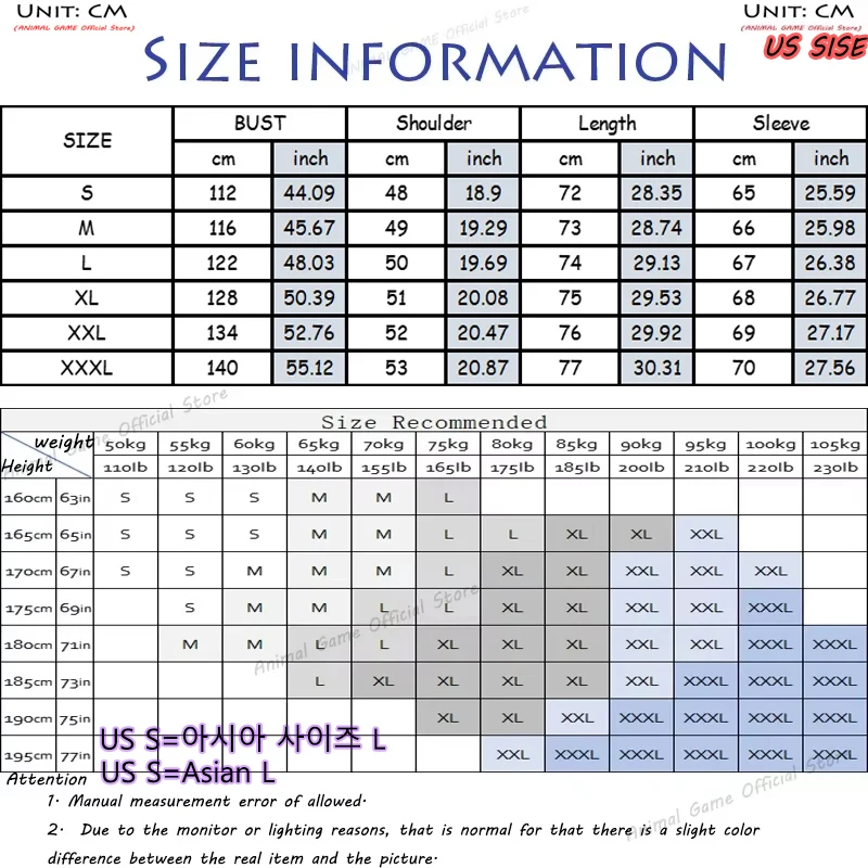 Animal Game Outdoor Men's Crewneck Fleece T Shrts Warm Long Sleeves Sweatshirt Sherpa Lined Pullover Casual Basic Print Shirts