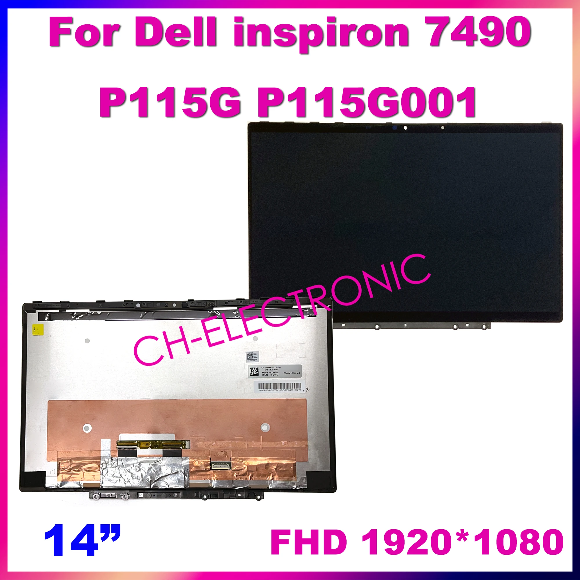 

Для ноутбука Dell Inspiron 7490 P115G P115G001 LQ140M1JX41, дисплей 14 дюймов в сборе с рамкой FHD