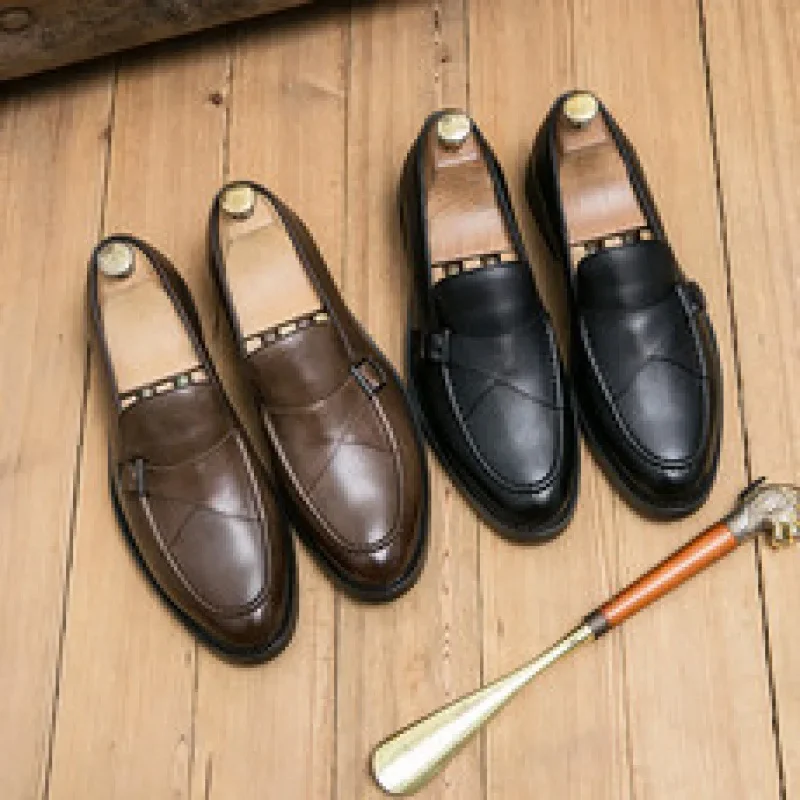 

Party Men's Shoes Casual Business Wear Black Leather Platform Korean Business Dress Leather